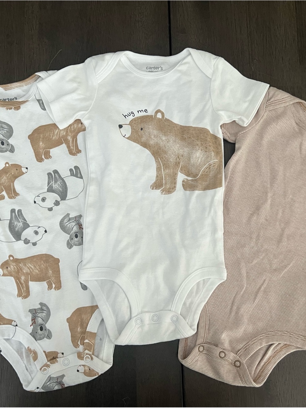 Carter's White One-Piece Bodysuit with Brown Bear Graphic